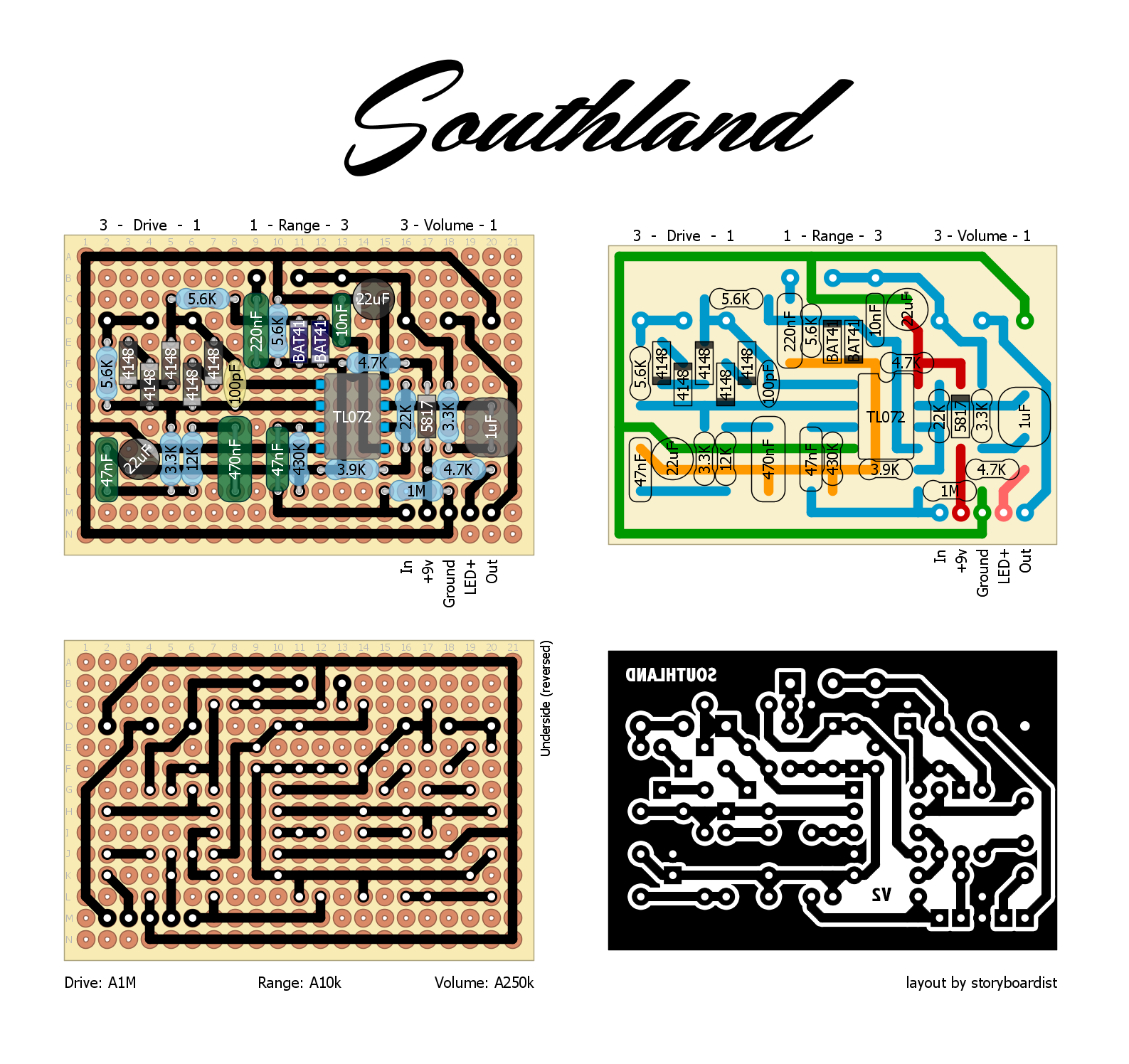 Perf and PCB Effects Layouts: Greer Amps Southland